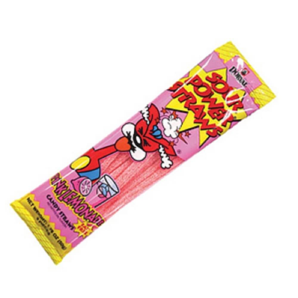 Dorval Sour Power Straws Candy - Pink Lemonade, 2oz, 24 Pack