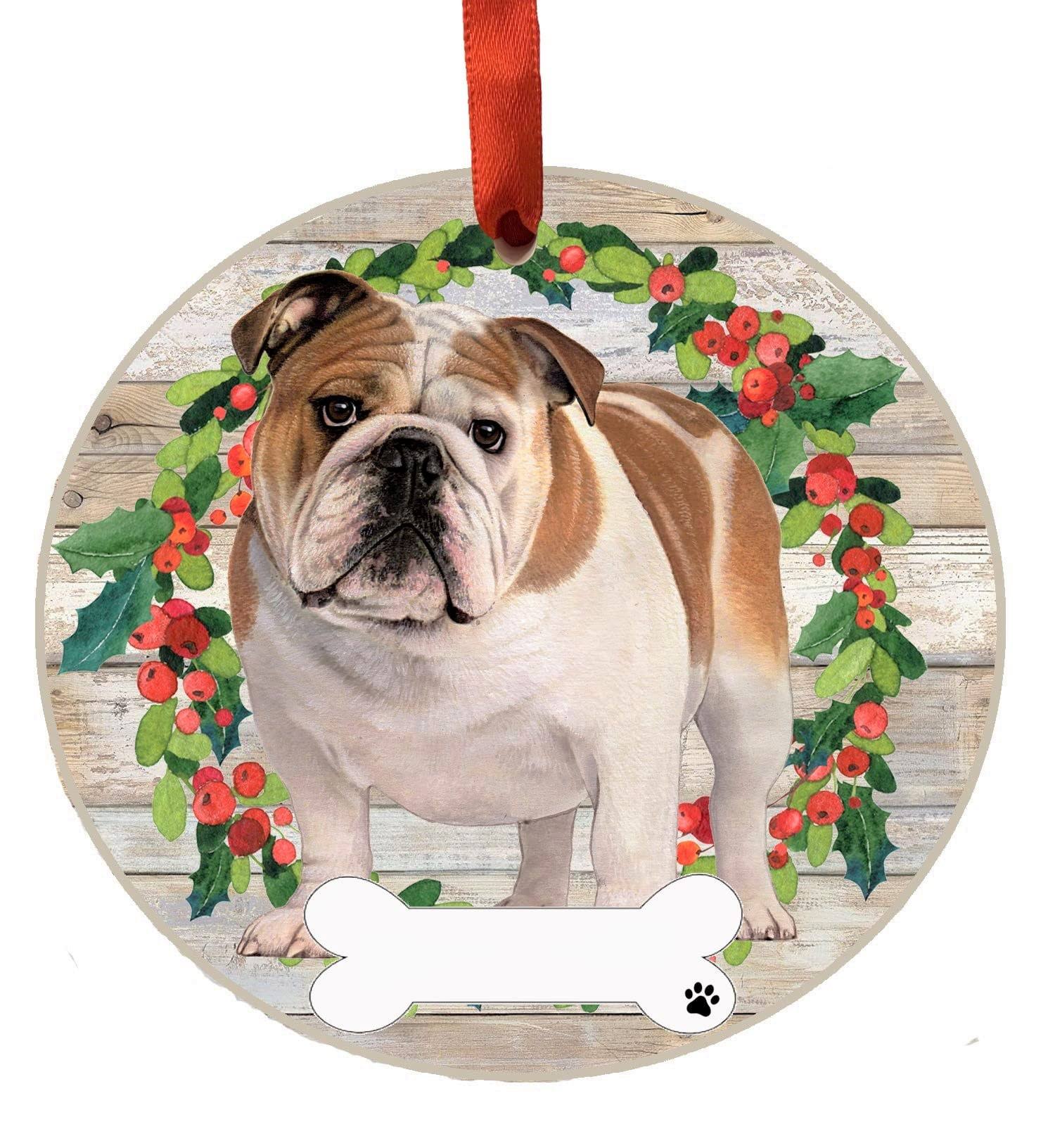 E&S Pets Personalized Bulldog Wreath Ornament