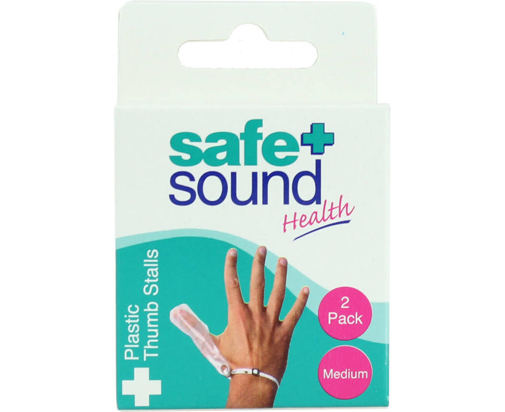 Safe and Sound Plastic Thumb Stalls Pack 2 Medium