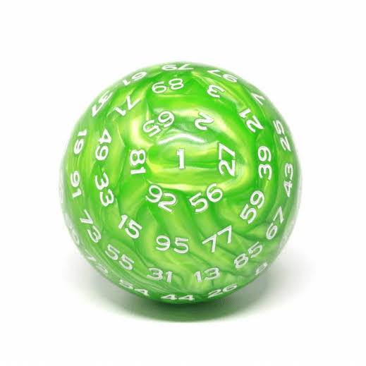 Foam Brain Games: 100 Sided Die - Green Pearl with White Numbers