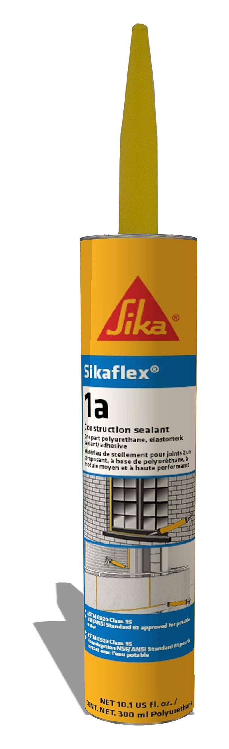 Sikaflex 1A Polyurethane Premium Grade High Performance Elastomeric Sealant - White, 10.3 fl oz