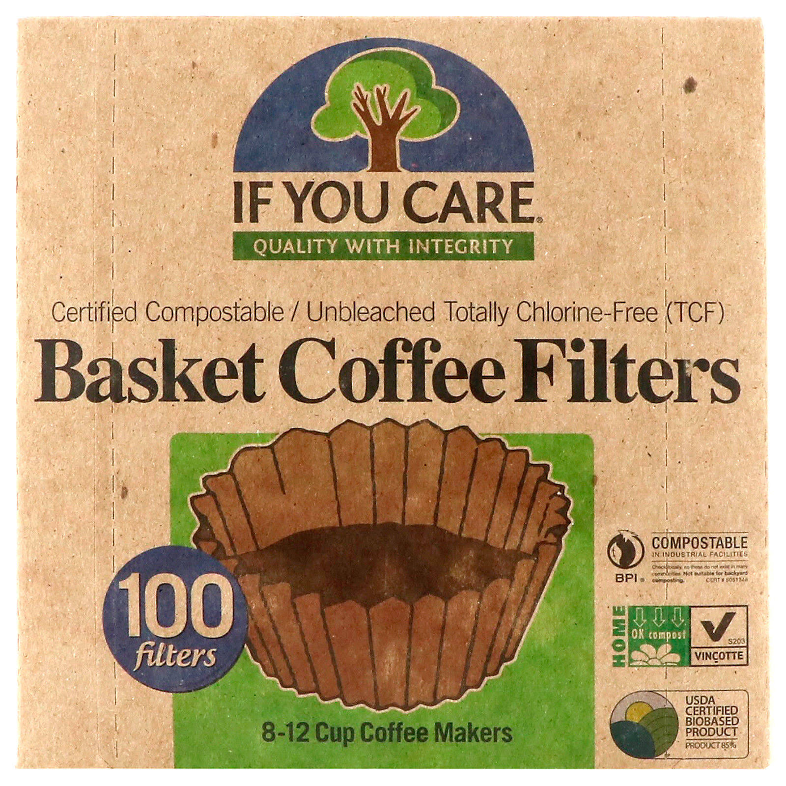 If You Care Basket Coffee Filters - 100 Filters