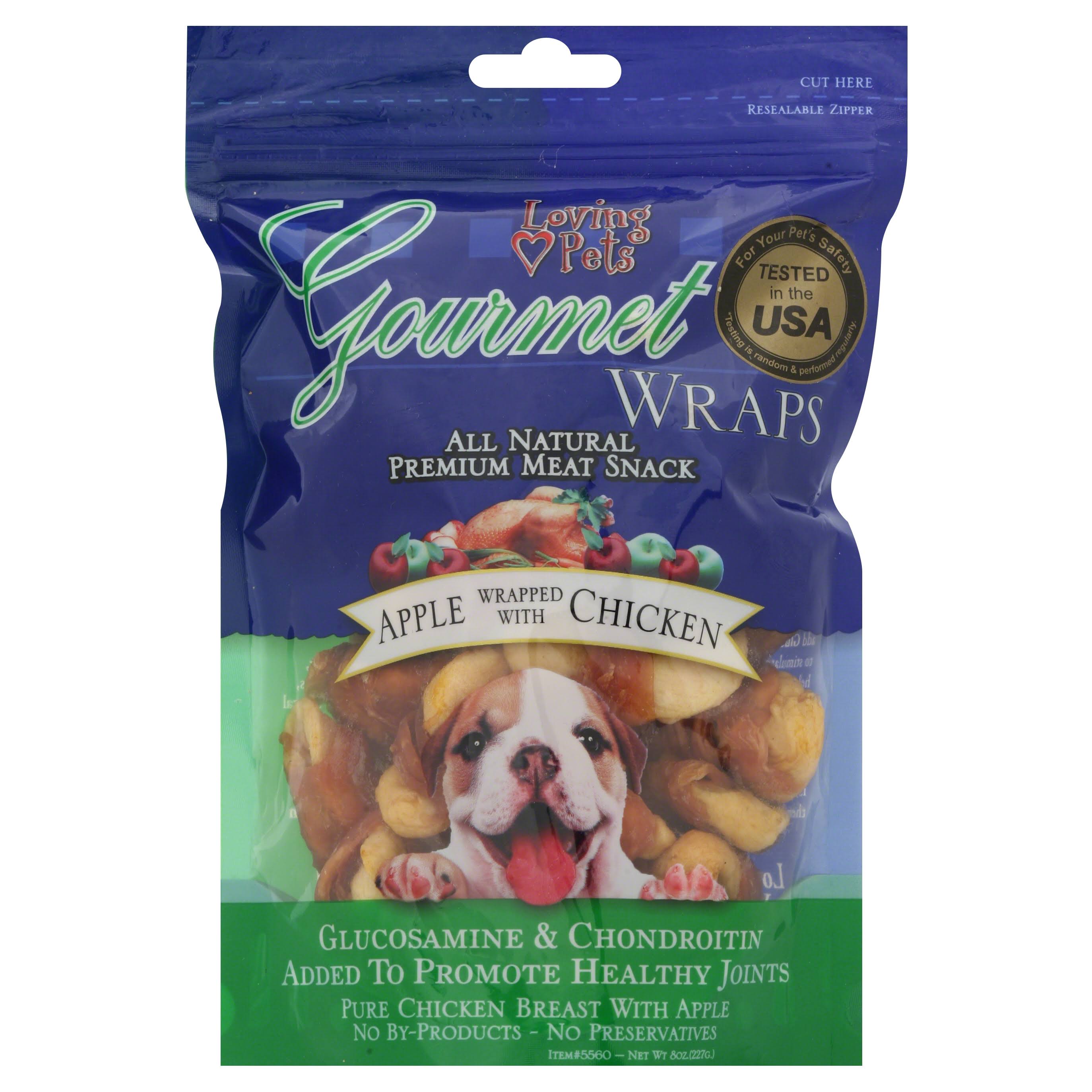 Loving Pets Gourmet Wraps Dog Treats - Apple Wrapped with Chicken, 6oz