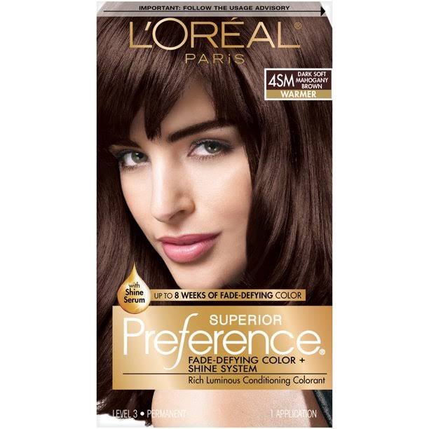 L'Oréal Paris Superior Preference Permanent Hair Color - 4SM Dark Soft Mahogany Brown