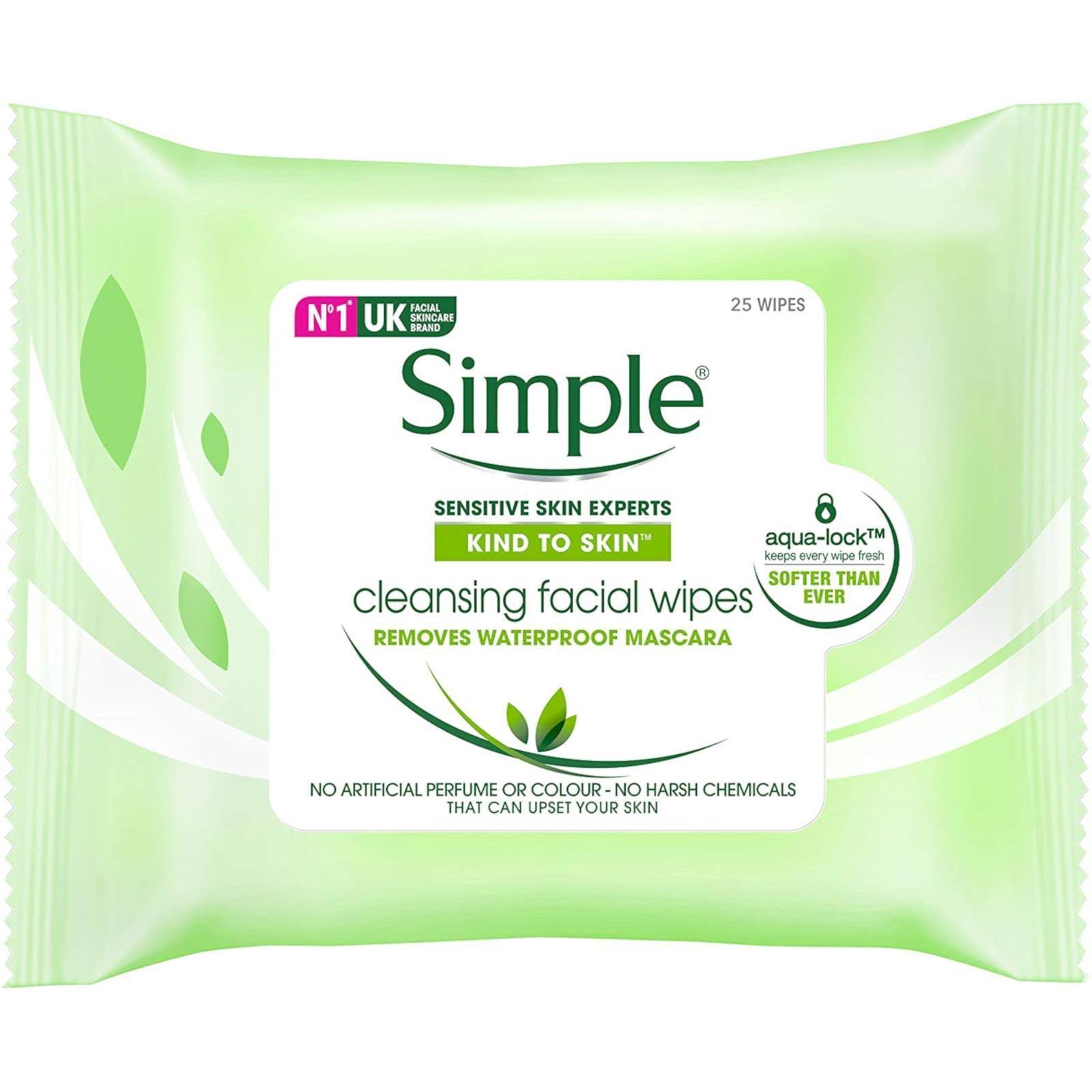 Simple Kind to Skin Cleansing Facial Wipes Pack - 25pk