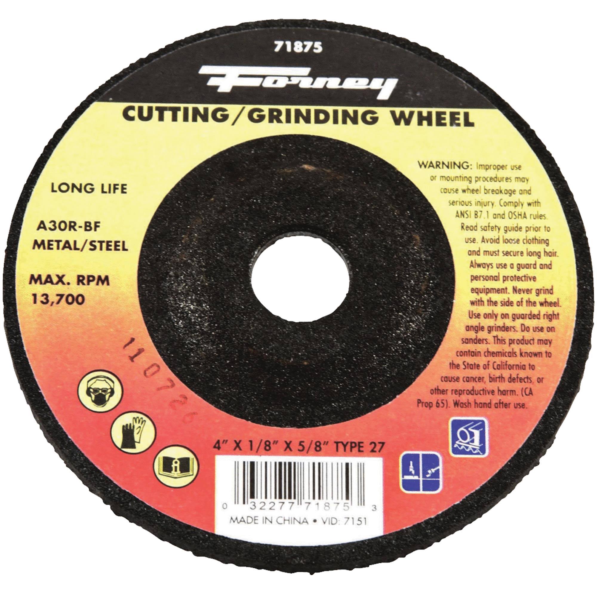 Forney Metal Type 27 Grinding Wheel - 4" 71875