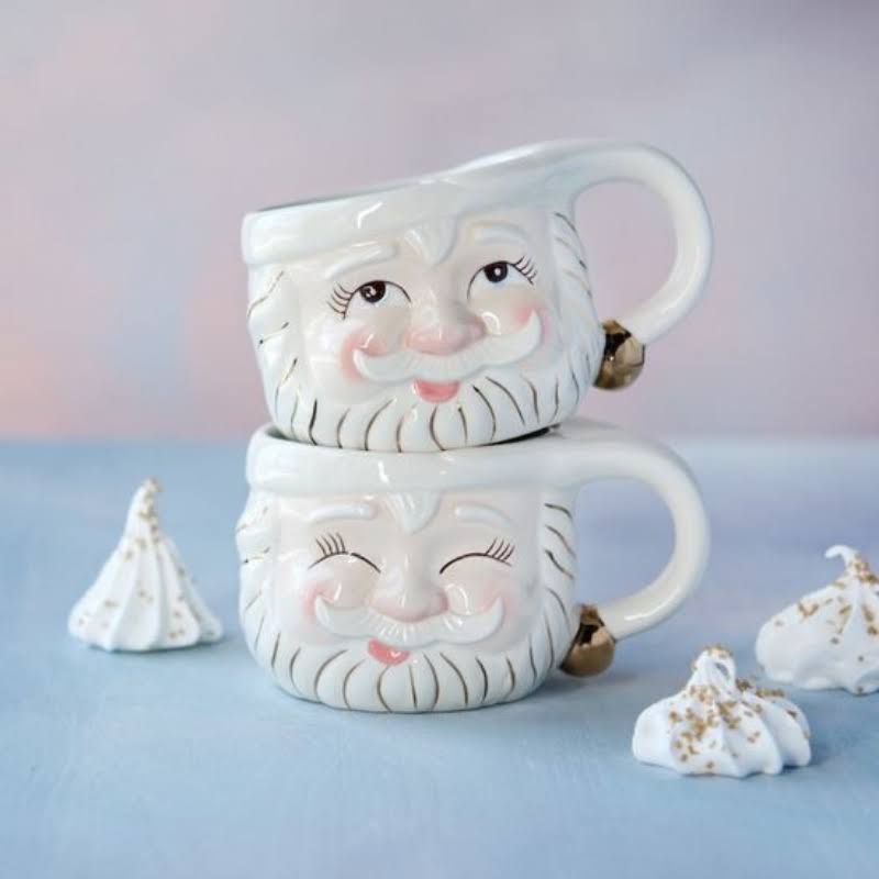 Glitterville Papa Noel Ceramic Mug Cream, Eyes Closed