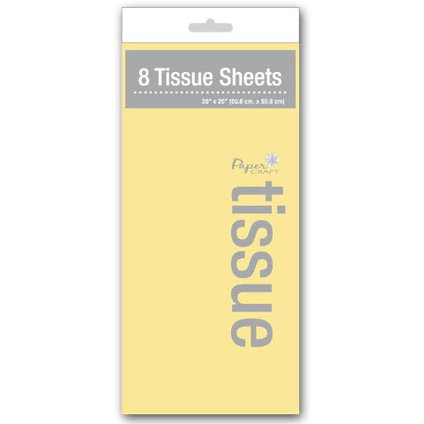 Paper Craft Tissue - Yellow, 8 Tissue Sheets
