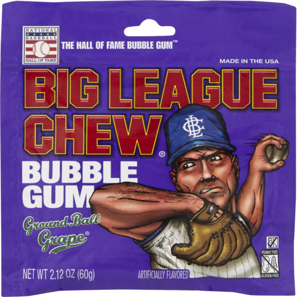 Big League Chew Bubble Gum - Ground Ball Grape, 2.12oz, 12 Pack