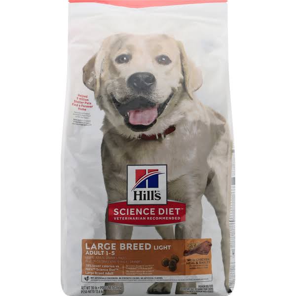 Hill's Science Diet Adult Large Breed 1-5 Light with Chicken Meal & Barley Dry Dog Food 30 LB