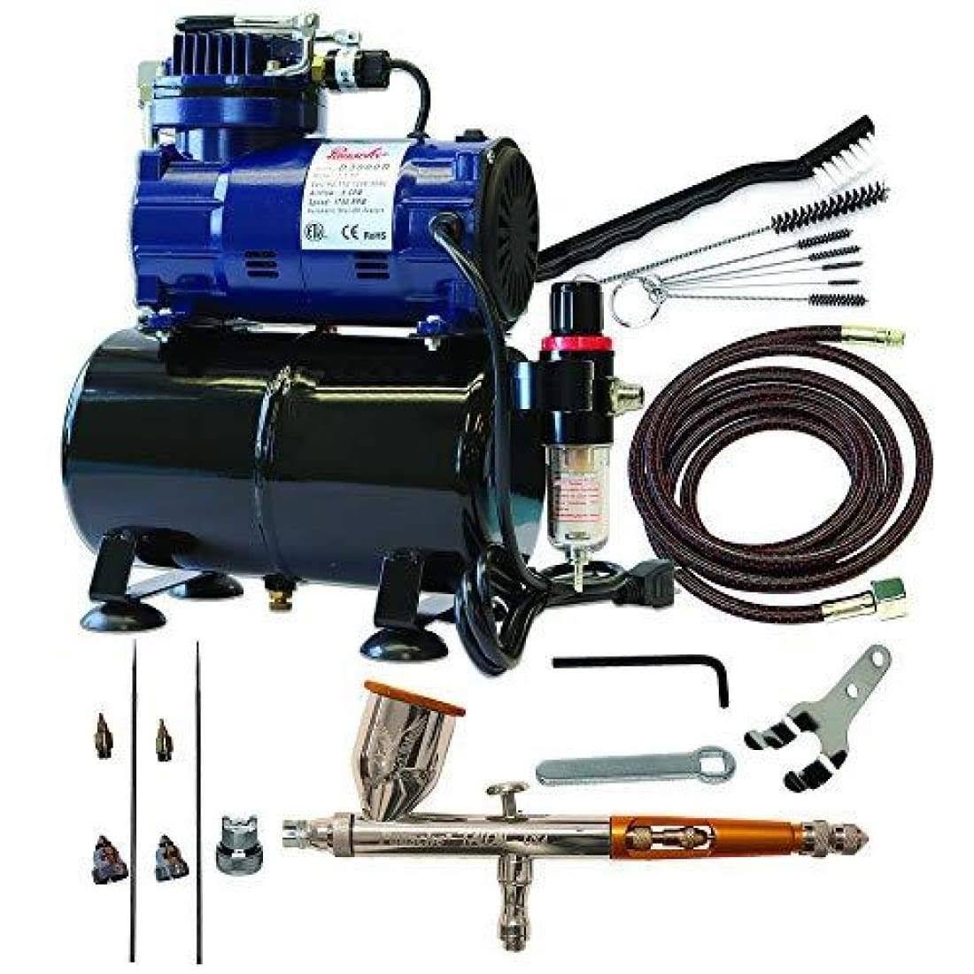 Paasche Airbrush TG-300R Double Action Gravity Feed Airbrush Set and Compressor with Tank, None