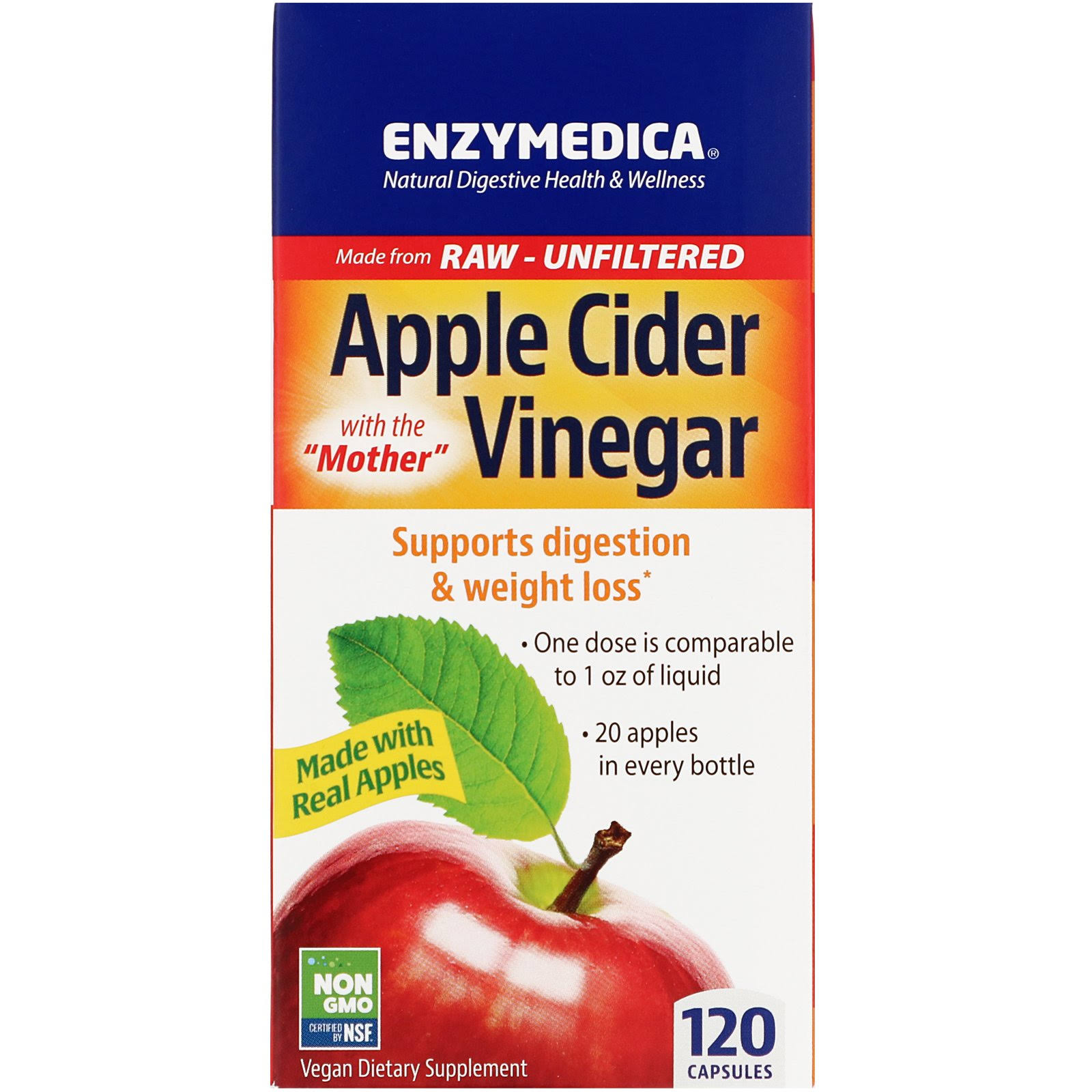 Enzymedica - Apple Cider Vinegar - 120 Capsules