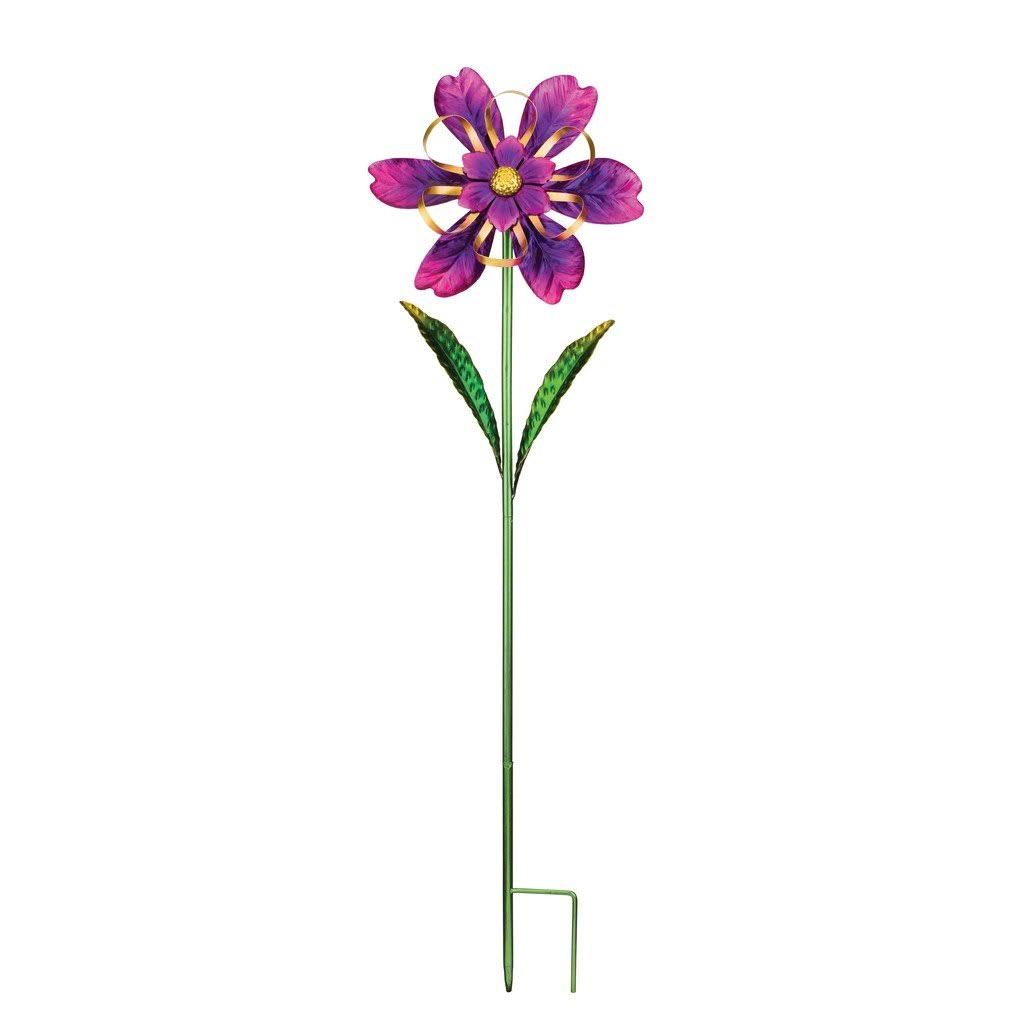 REGAL ARTS & GIFTS 12165 Purple Ribbon Flower Spinner Garden Stake