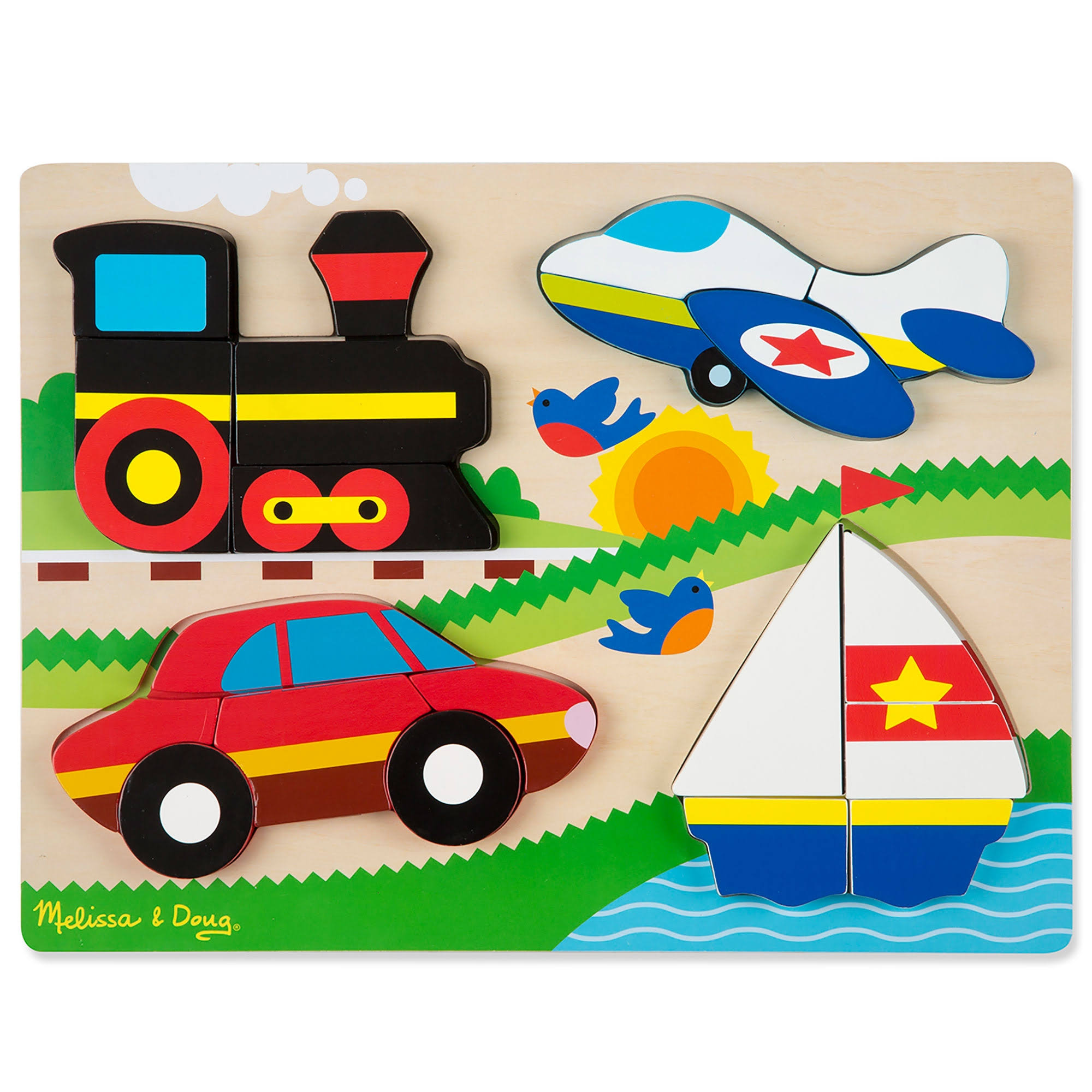 Melissa and Doug Vehicles Wooden Chunky Jigsaw Puzzle - 20pc