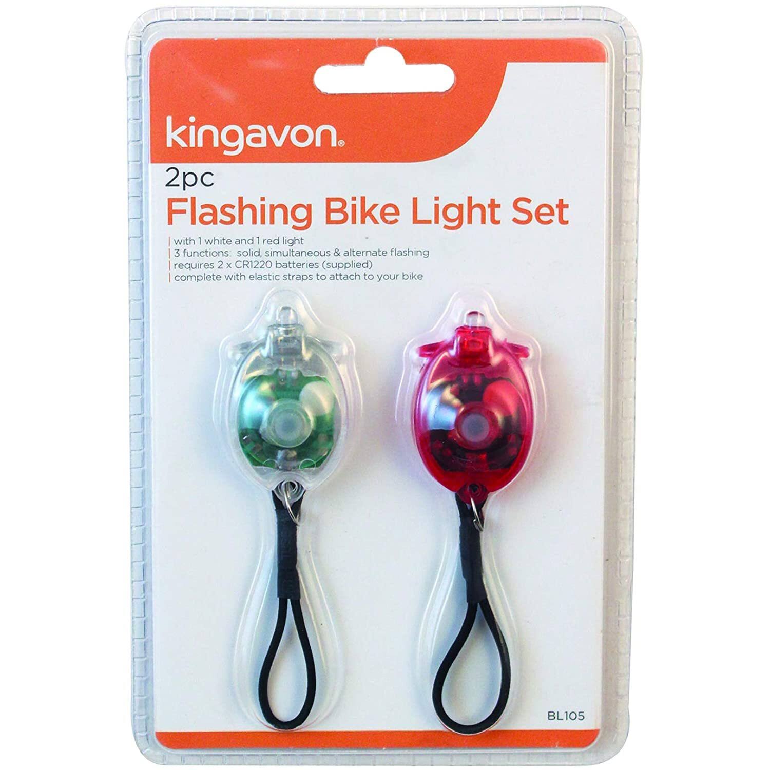 Kingavon 2pc Flashing Bike Light Set