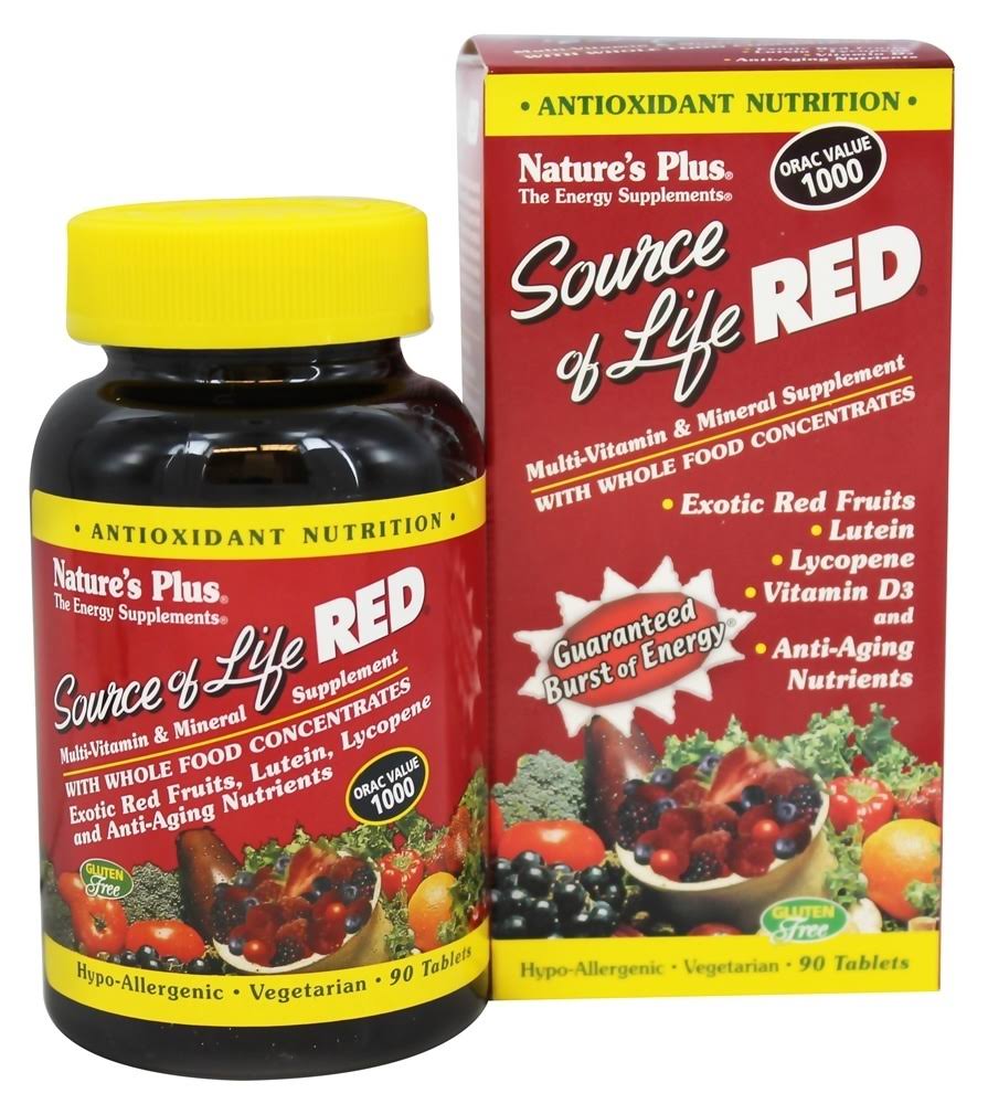 Nature's Plus Source of Life Red Multi-Vitamin and Mineral Supplement - 90 Tablets
