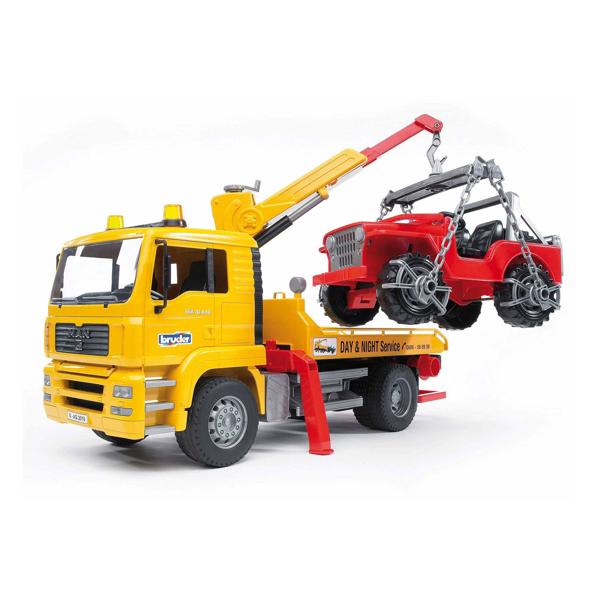Bruder Man Tga Tow Truck with Cross Country Vehicle Toy