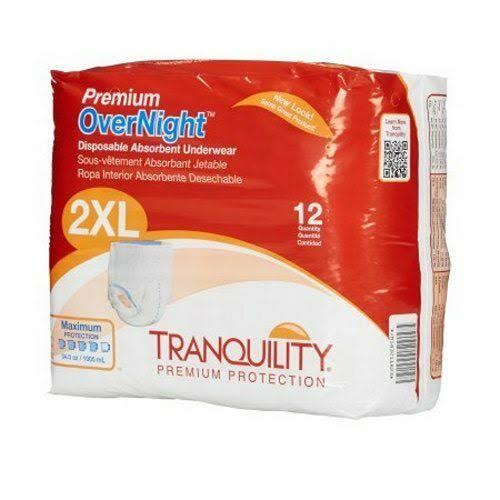 Tranquility Premium OverNight Disposable Absorbent Underwear - XX-Large, 12ct