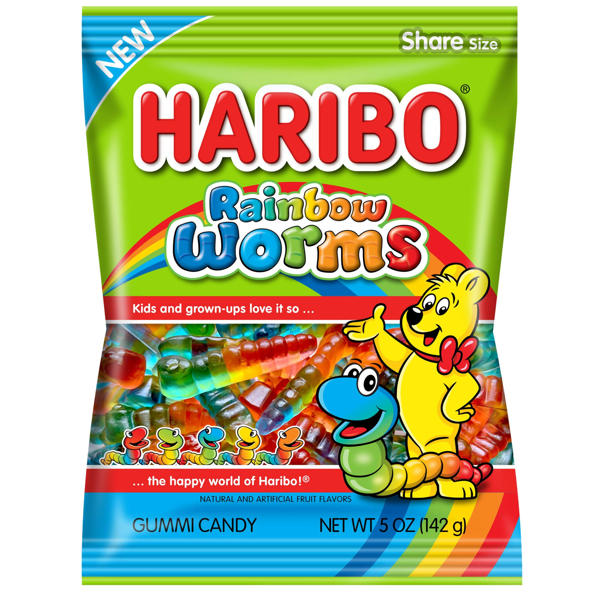 Haribo Rainbow Worms Gummi Candy - 5 oz
