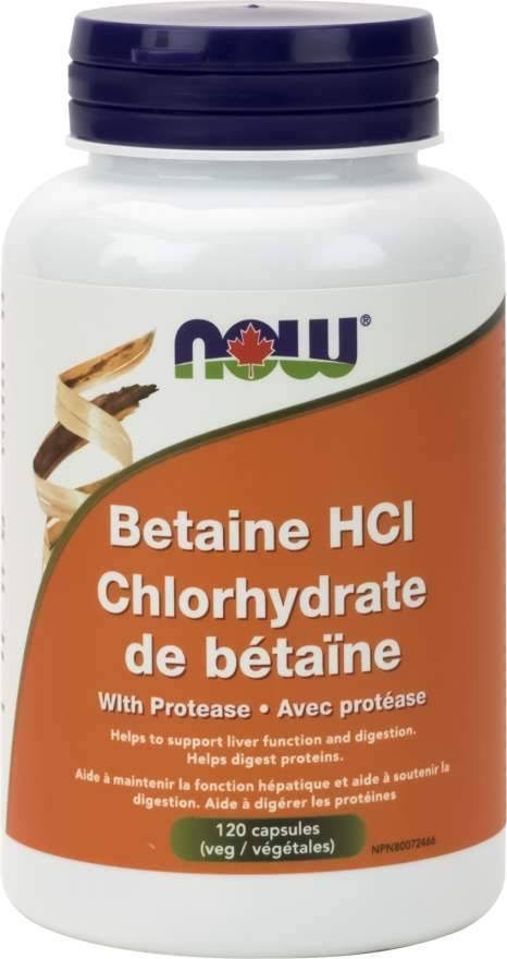 Now Betaine HCI Digestive Enzyme Supplement - With 150mg of Pepsin, 120ct