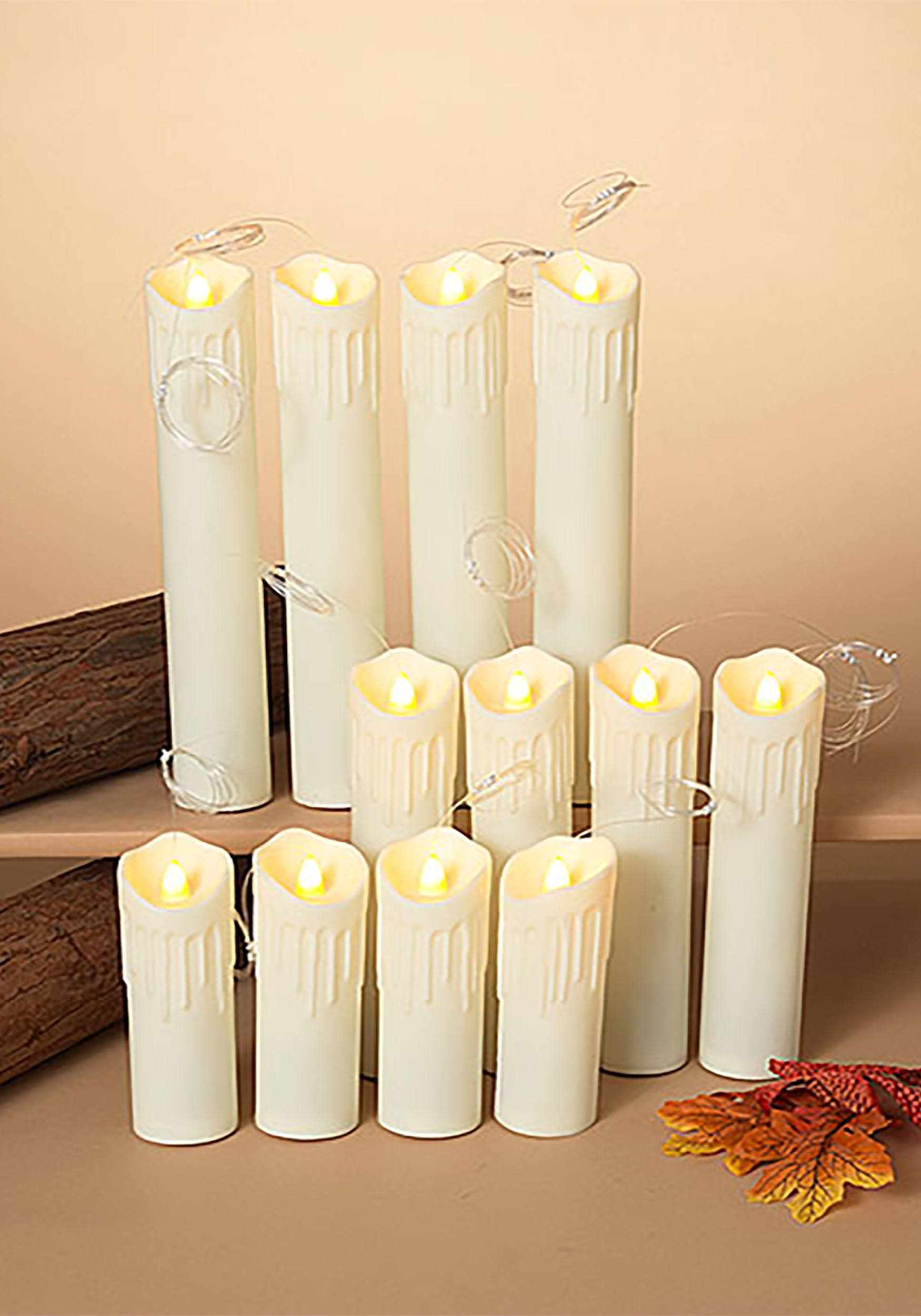Set of 12 Lighted Hanging Candles with Timer & Remote Control 2541690