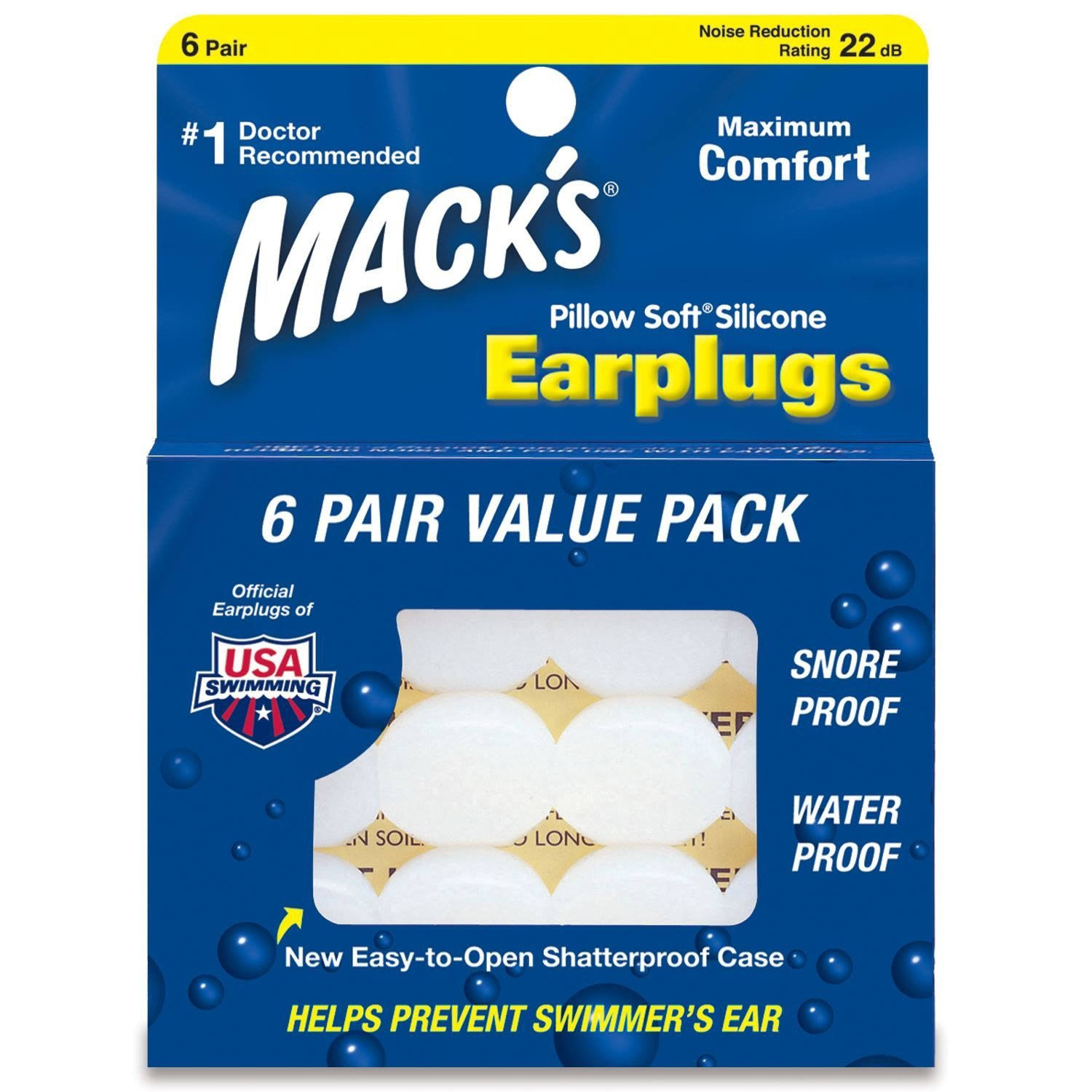 Mack's Pillow Soft Silicone Putty Earplugs Value Pack - 6 Pair