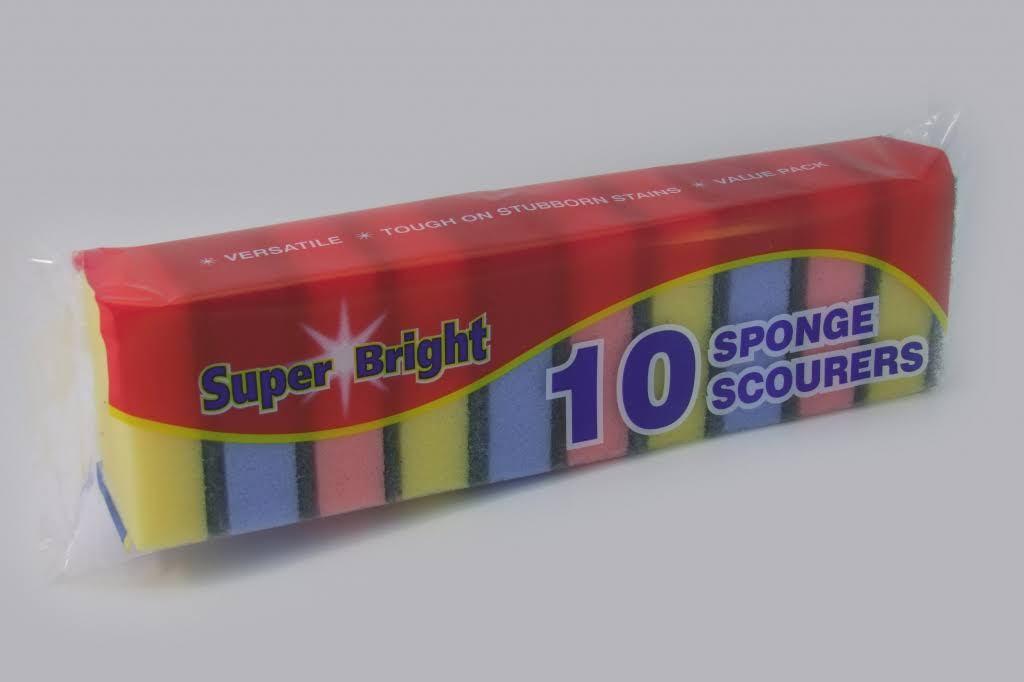 Super Bright Sponge Scourers - 10 Pack