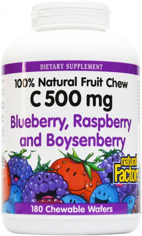 Natural Factors Natural Fruit Chews C Supplement - Blueberry, Raspberry, Boysenberry, 180 Tablets