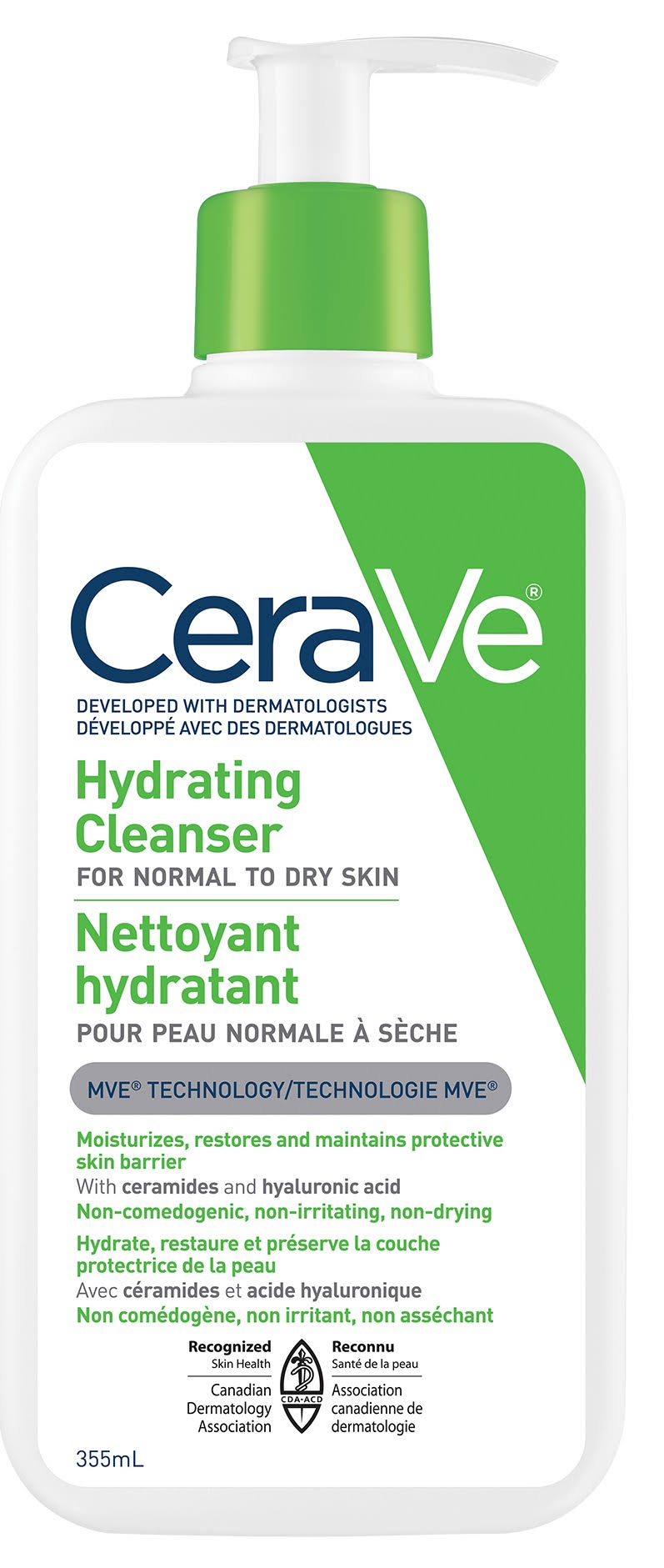 CeraVe Hydrating Cleanser with Hyaluronic Acid and 3 Ceramides for Normal to Dry Skin, Fragrance-Free 355 ml