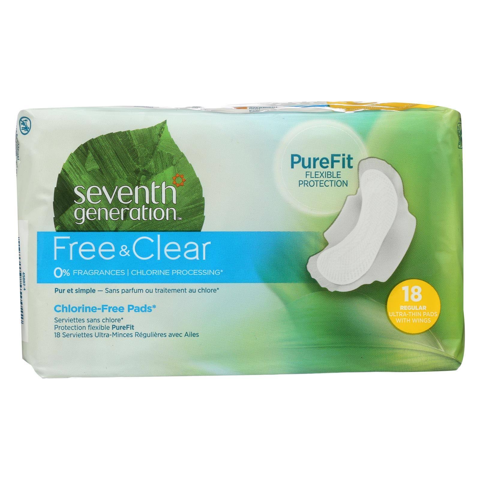 Seventh Generation Chlorine Free Ultra Thin Pads - 18 Pads, Regular with Wings