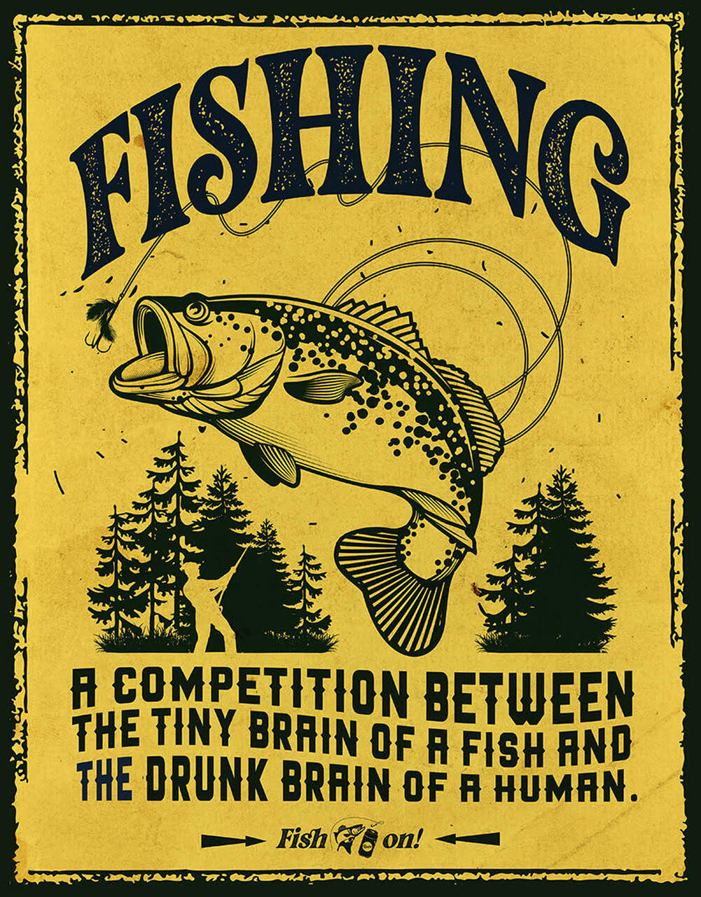 Fish on Fishing 12.5" x 16" Metal Tin Sign - 2656