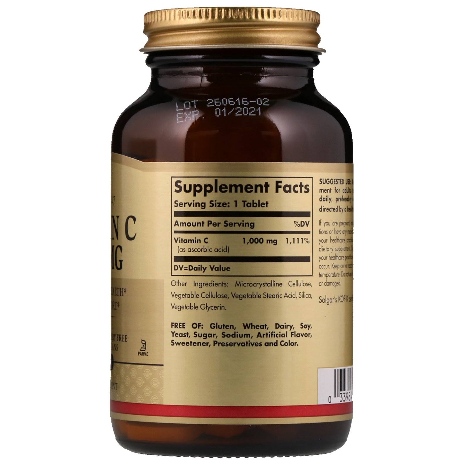 Solgar Vitamin C 1000mg Dietary Supplement - 90 Tablets