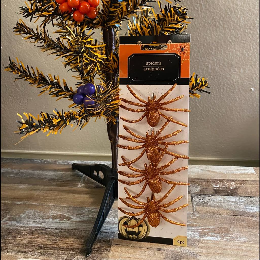 4 Clip Orange Glitter Spider Ornaments New | Color: Orange | Size: Os | Samswreathsshop's Closet