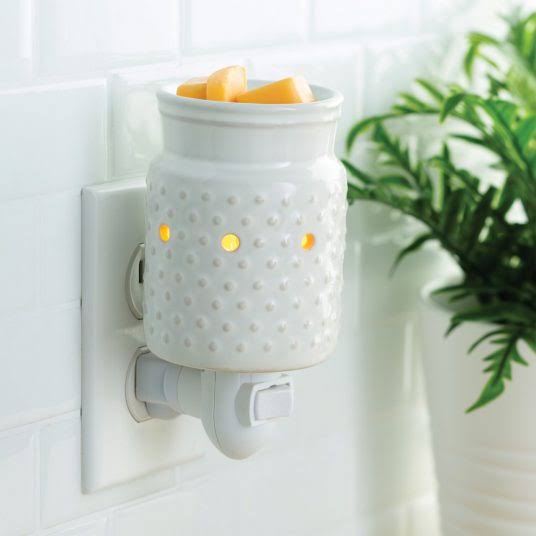 Candle Warmers Piwhb White Hobnail Pluggable Fragrance Warmer