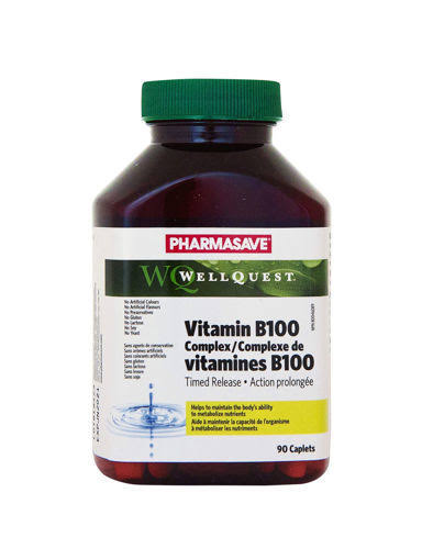 PHARMASAVE WELLQUEST VITAMIN B100 COMPLEX TIMED RELEASE 90S