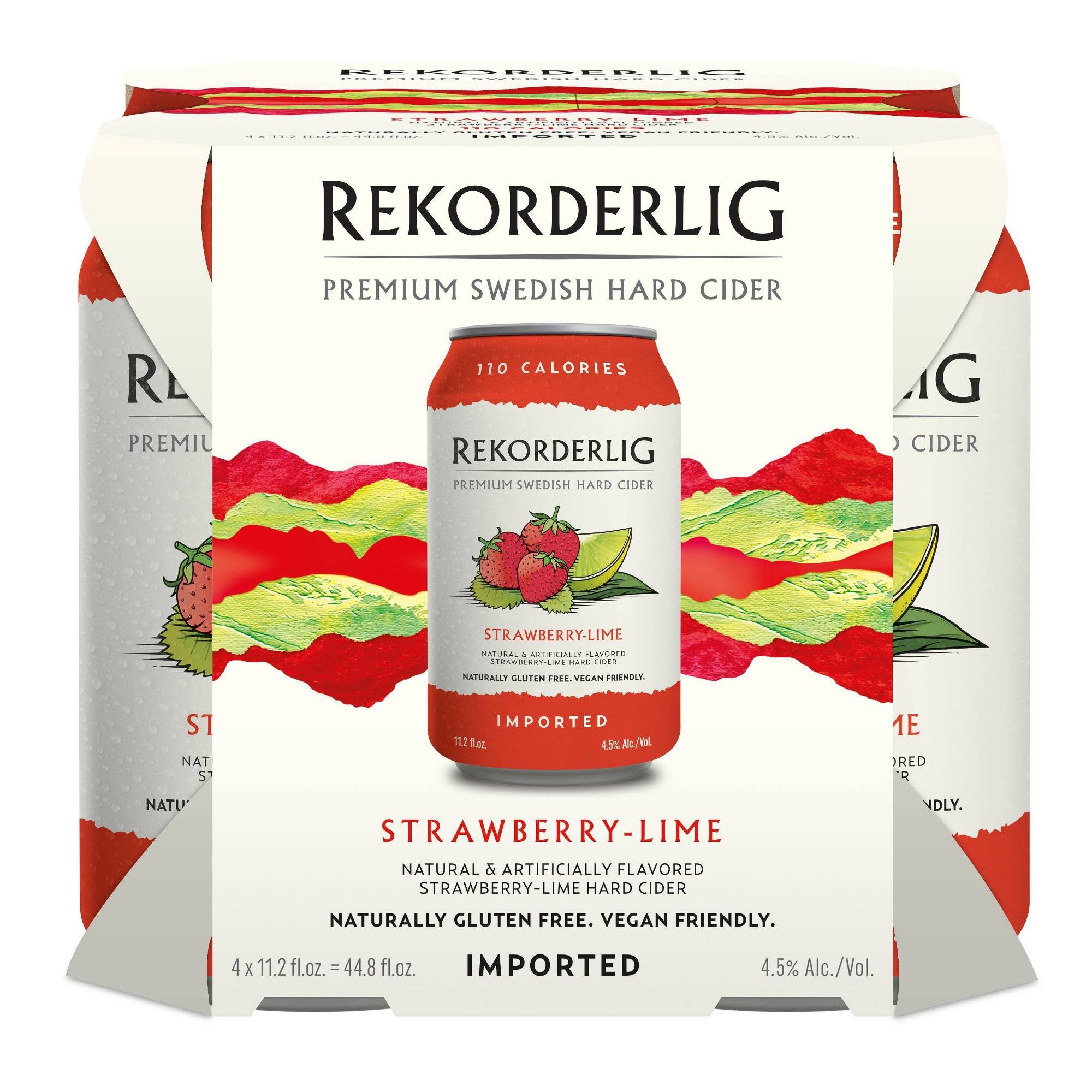 Rekorderlig Strawberry-Lime Hard Cider - 4 pack, 11.15 fl oz cans