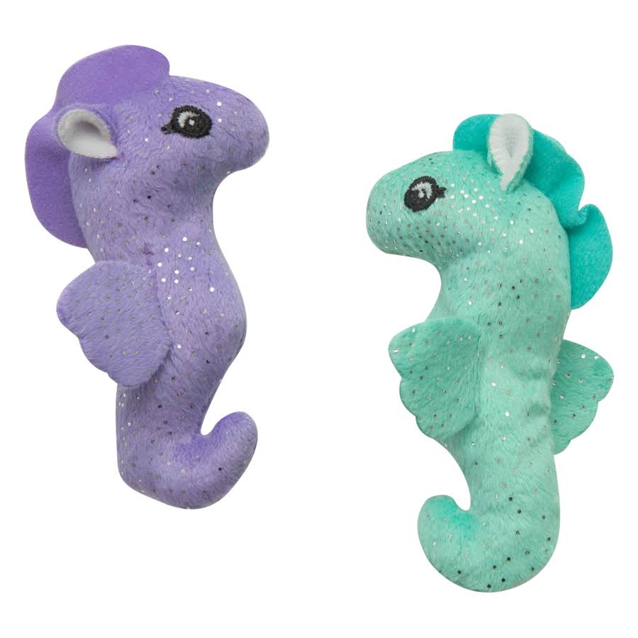 Snugarooz Kitty Seahorse Toy with Catnip Cat Toy 2 Pack 4"