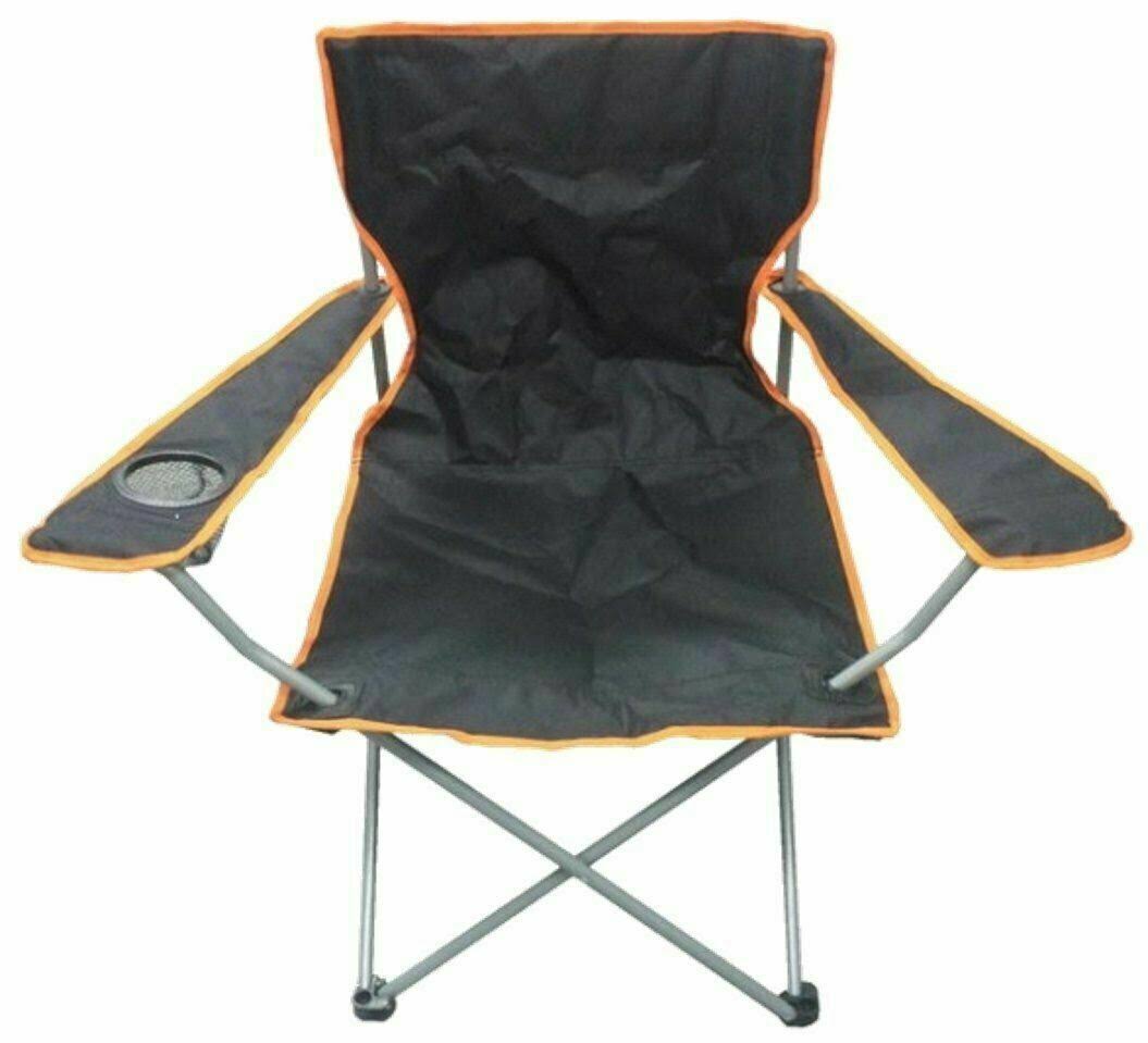 Nalu Black & Orange Lightweight Folding Camping Beach Captains Chair