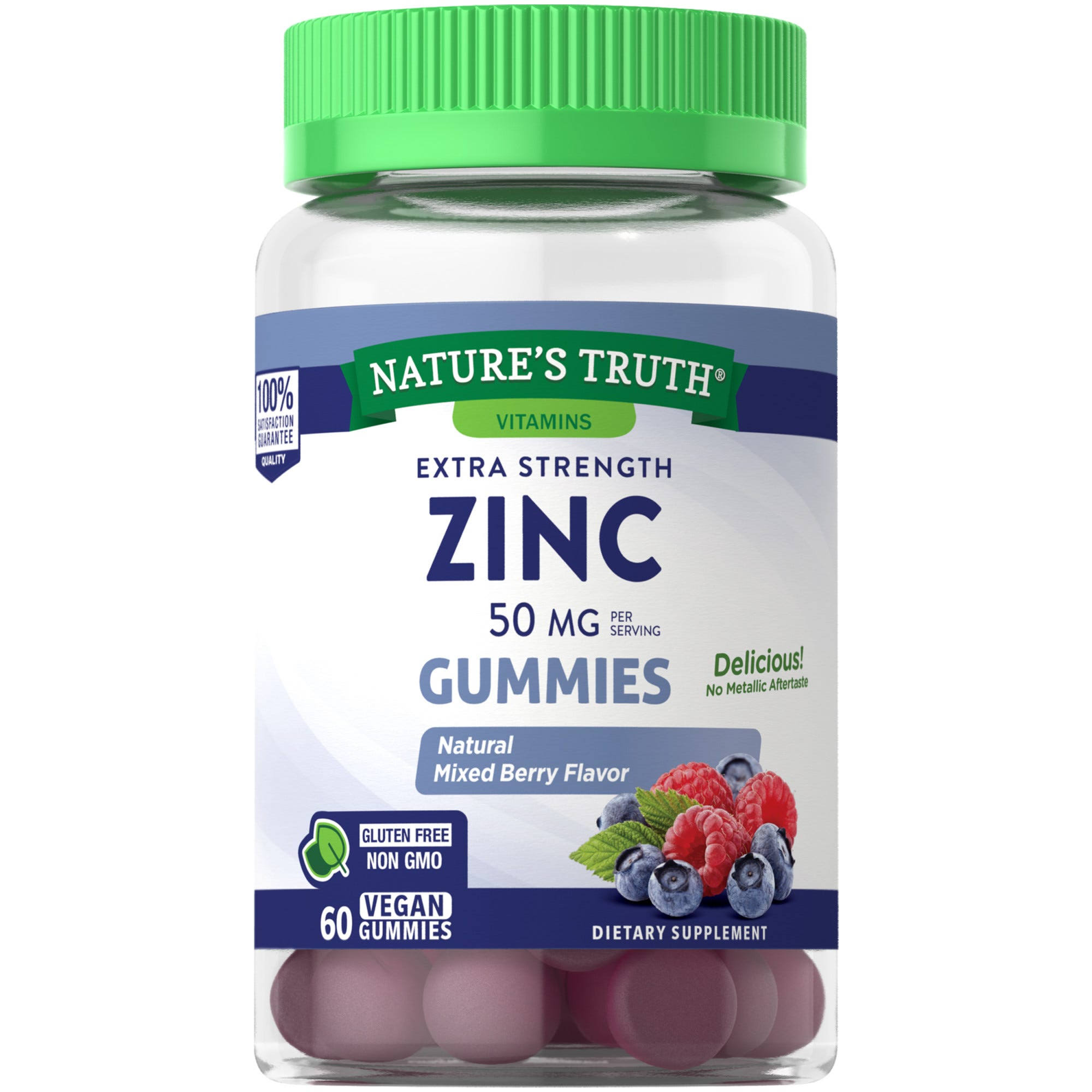 Nature's Truth Zinc, Extra Strength, 50 mg, Gummies, Natural Mixed Berry - 60 gummies