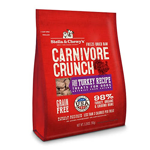 Stella & Chewy's Freeze-Dried Raw Carnivore Crunch Cage-Free Turkey Recipe Dog Treats, 3.25 OZ. Bag
