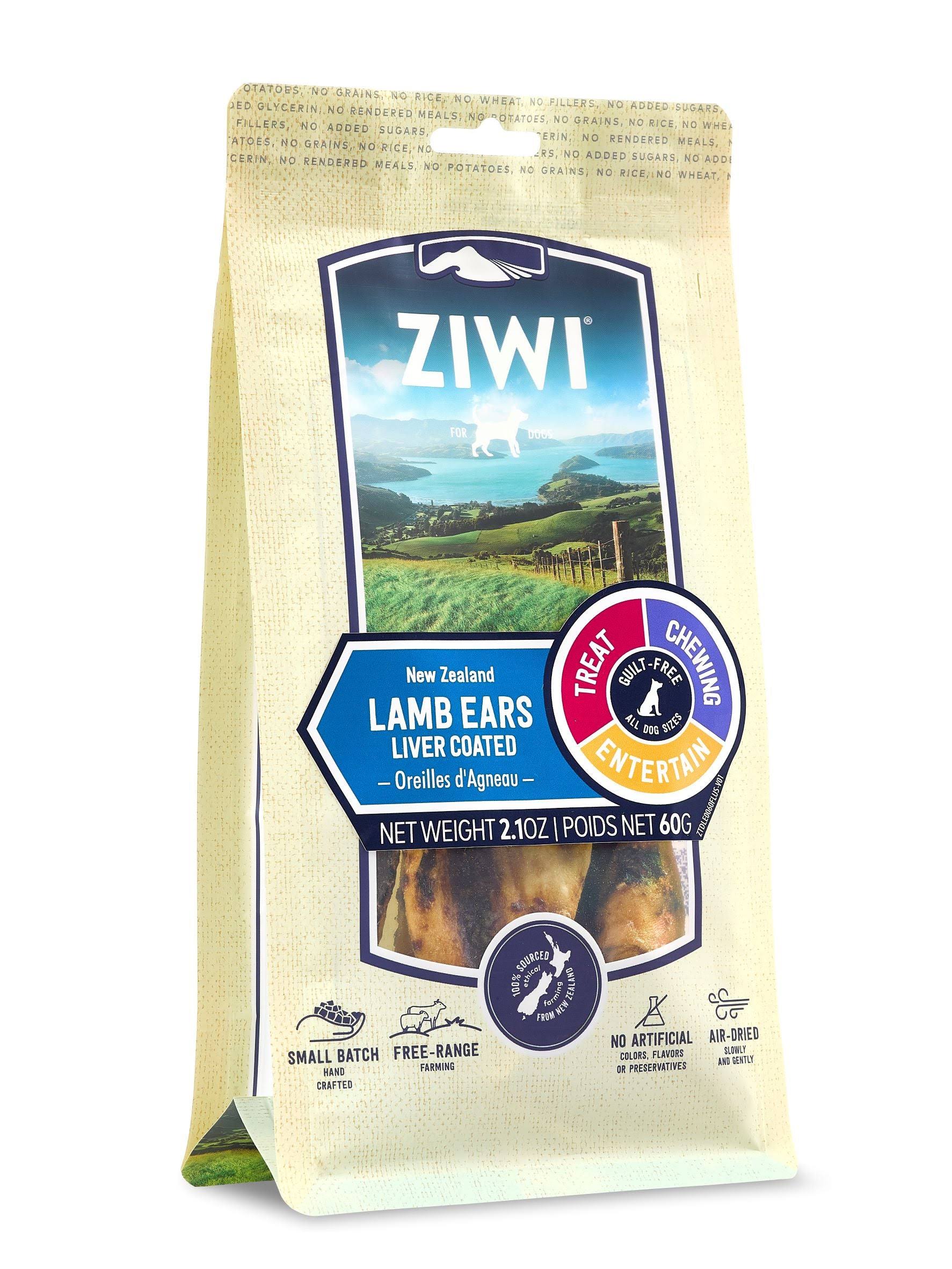 ZIWI Dog Chews and Treats All Natural, Air-Dried, Single Protein, Grain-Free, High-Value Treat, Snack, Reward (Lamb Ears) 2.1 Ounce (Pack of 1)