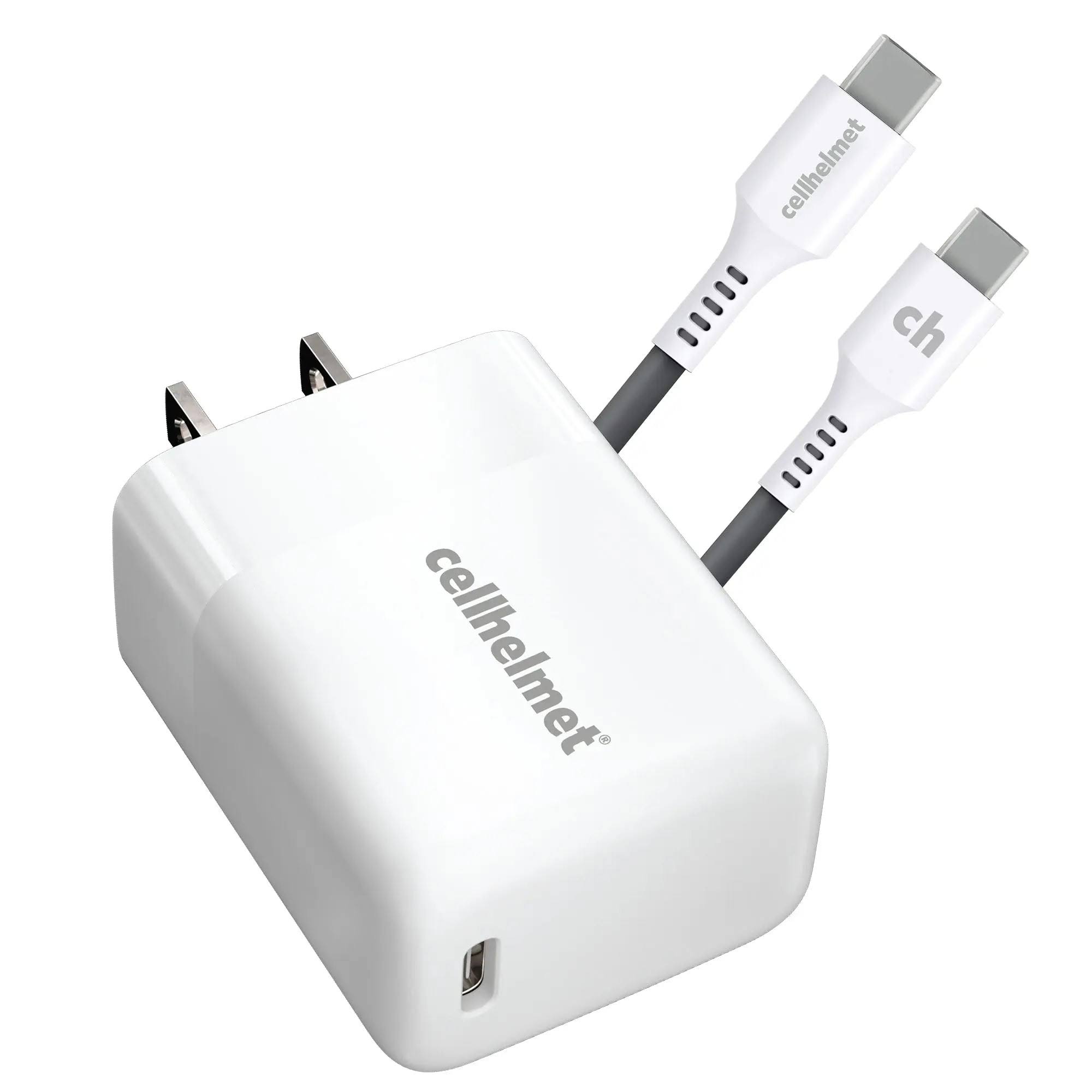 cellhelmet Wall-pd-25w+r-c 25-Watt Single-USB Power Delivery Wall Charger with USB-C to USB-C Round Cable, 3 Feet