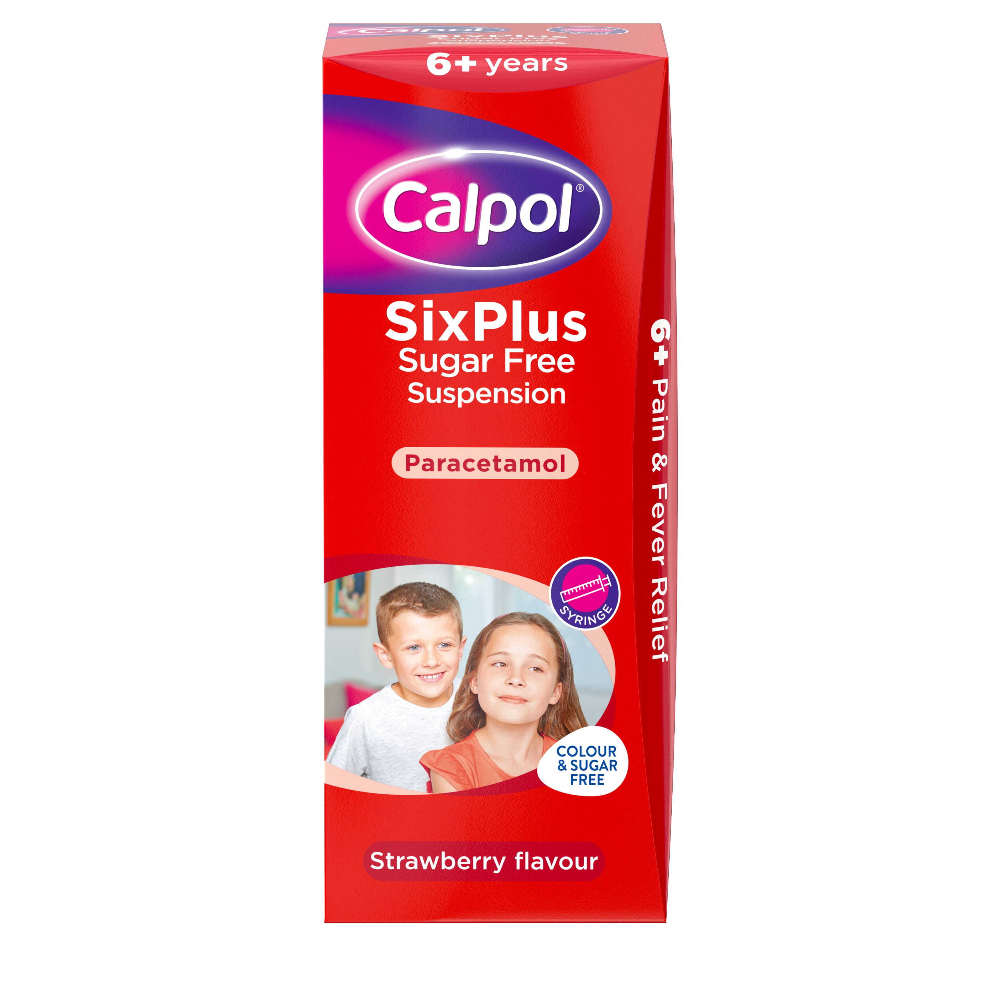 Calpol SixPlus Suspension Sugar Free Paracetamol - Strawberry Flavor, 200ml