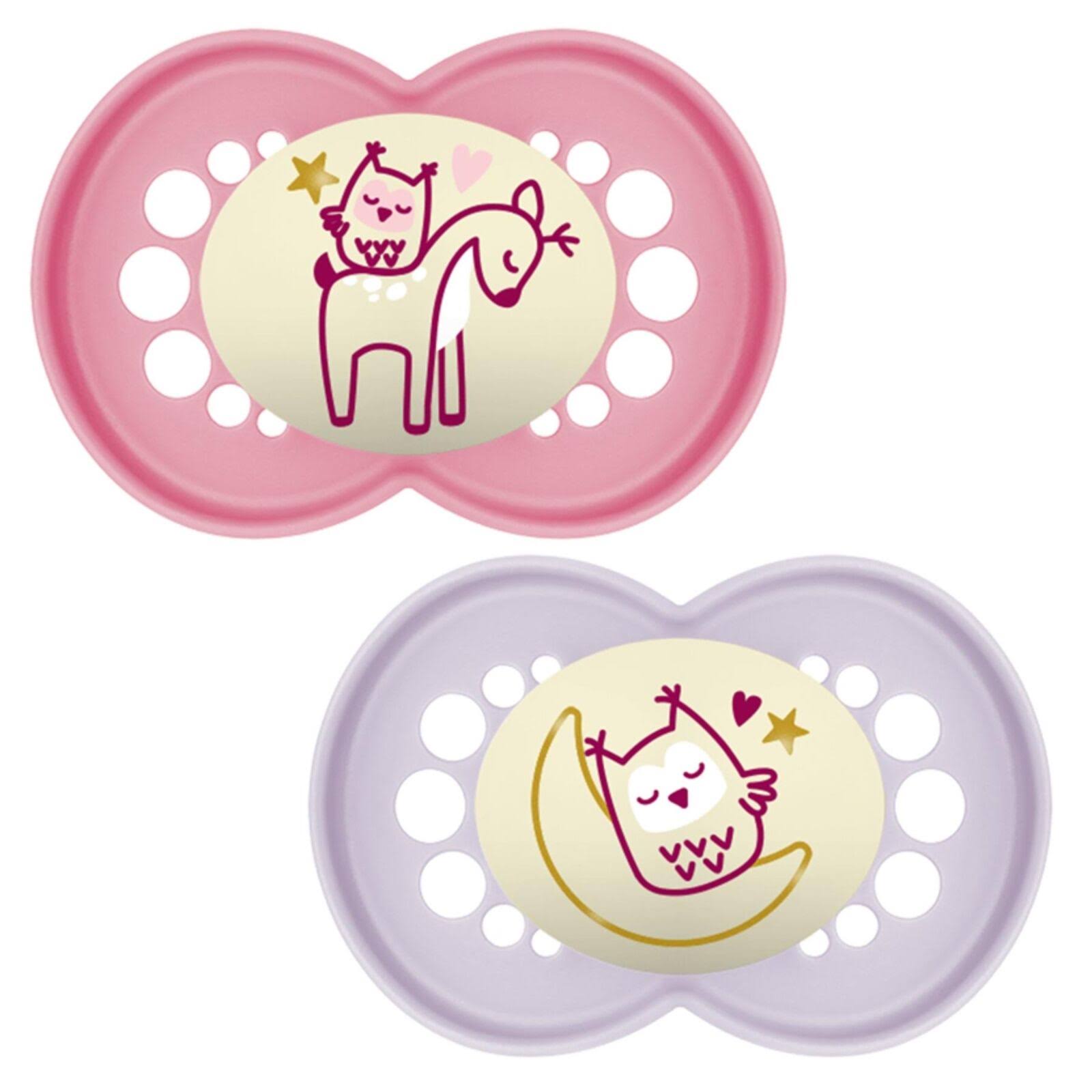 MAM Pure Night Soother Pink 16M+ 2pk