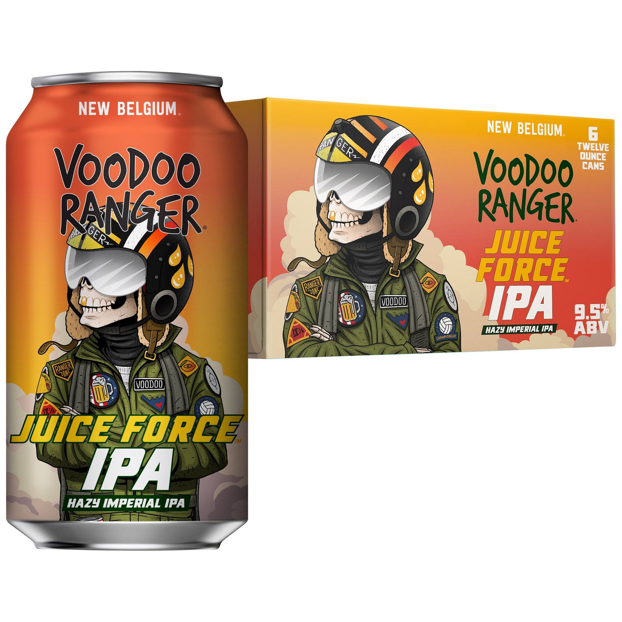 New Belgium Voodoo Ranger Beer, Hazy Imperial IPA, Juice Force - 6 pack, 12 oz cans