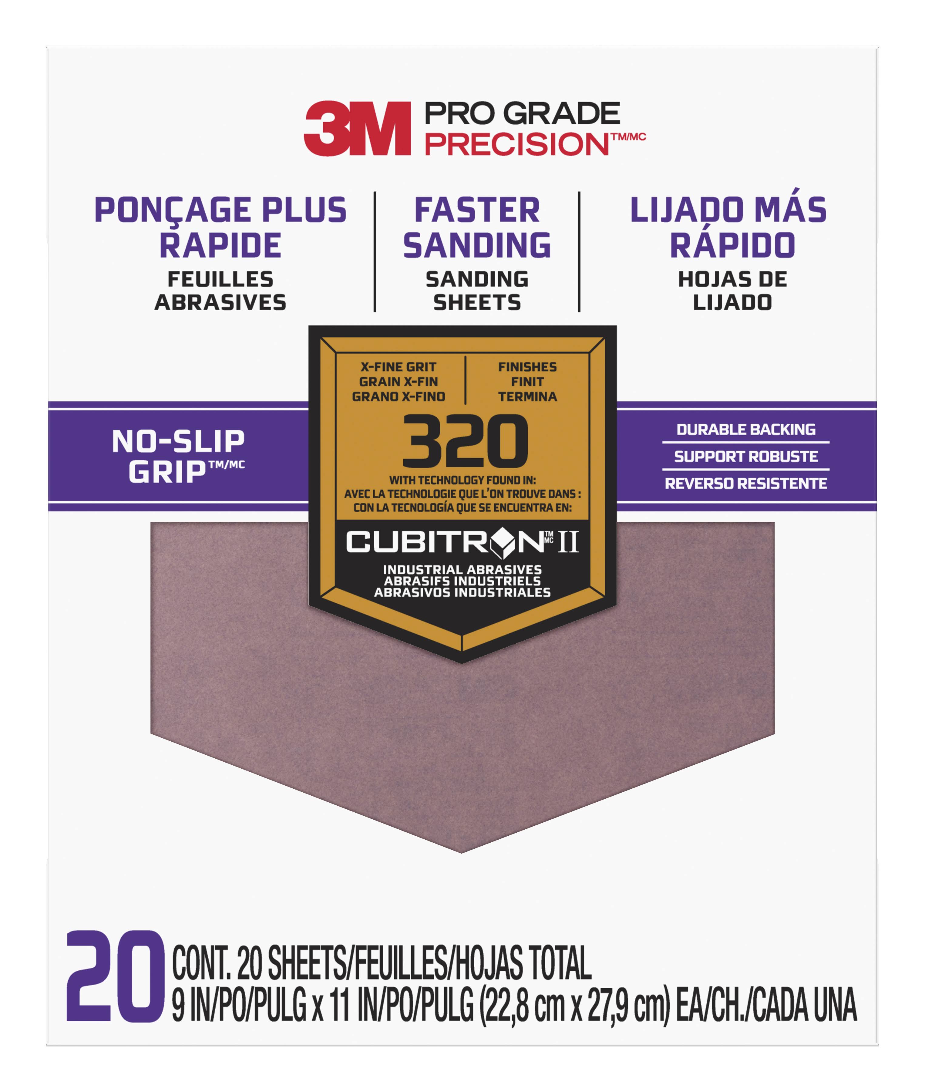 3M Pro Grade Advanced Sandpaper - 9" x 11", Grit 320