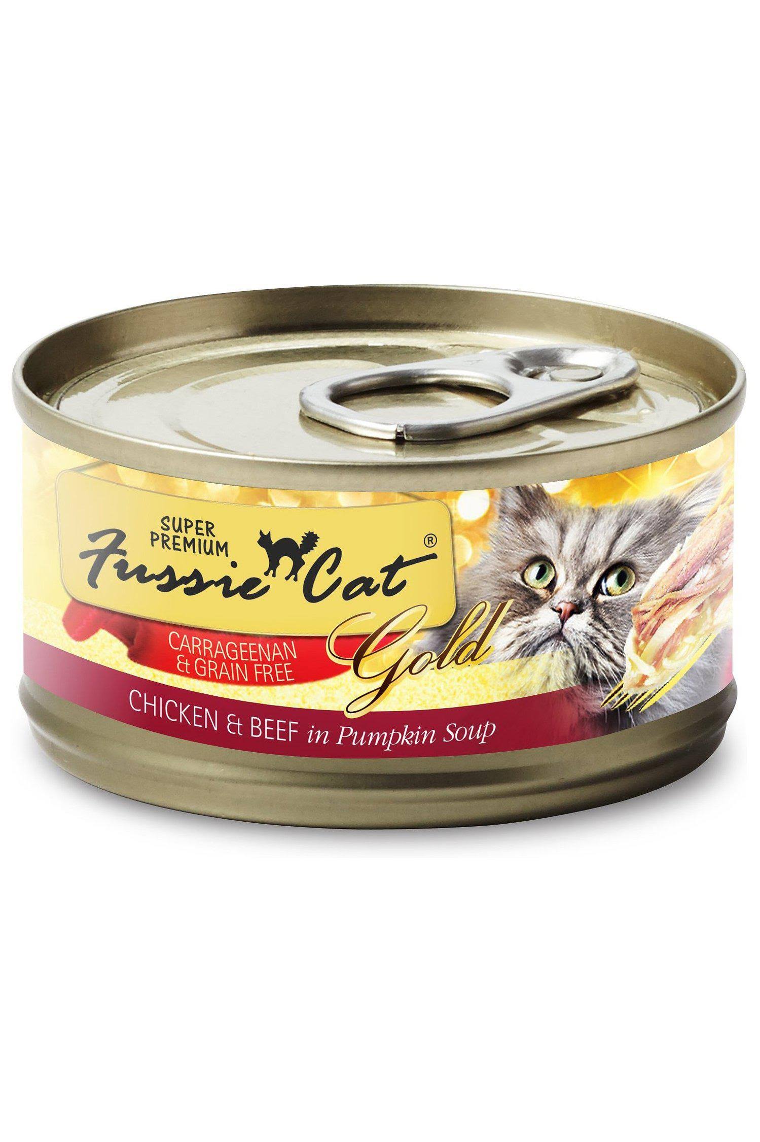 Fussie Cat Super Premium Grain Free Chicken and Beef in Pumpkin Soup Canned Cat Food 2.82-oz, Case of 24