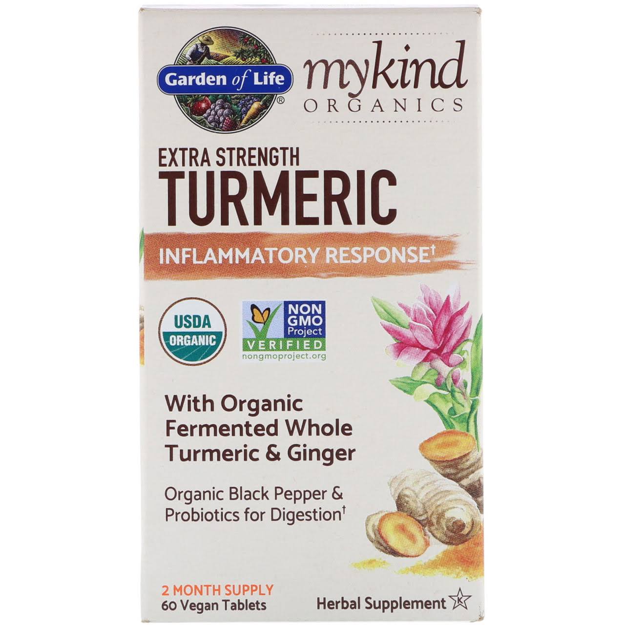 Garden of Life MyKind Organics Extra Strength Turmeric Inflammatory Response 60 Vegan Tablets