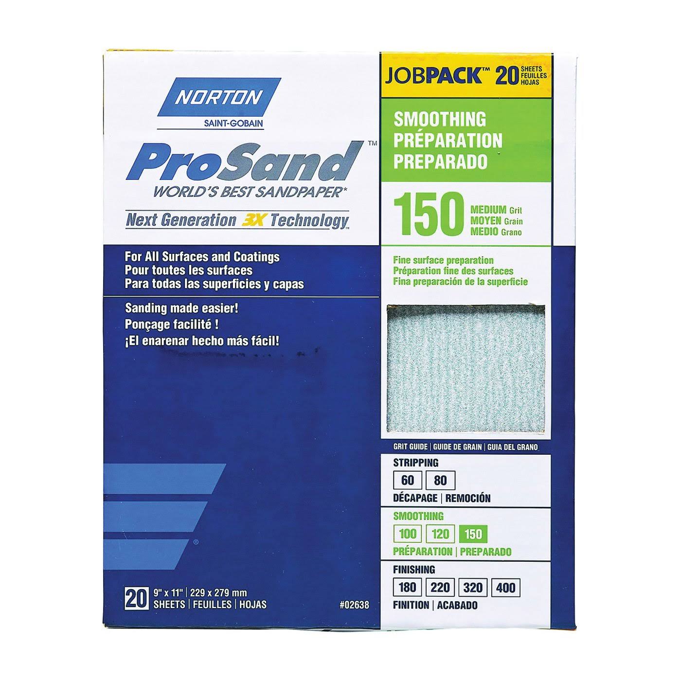 Norton ProSand Sandpaper - 20-Pack, 150 Grit, 9inch W x 11inch L