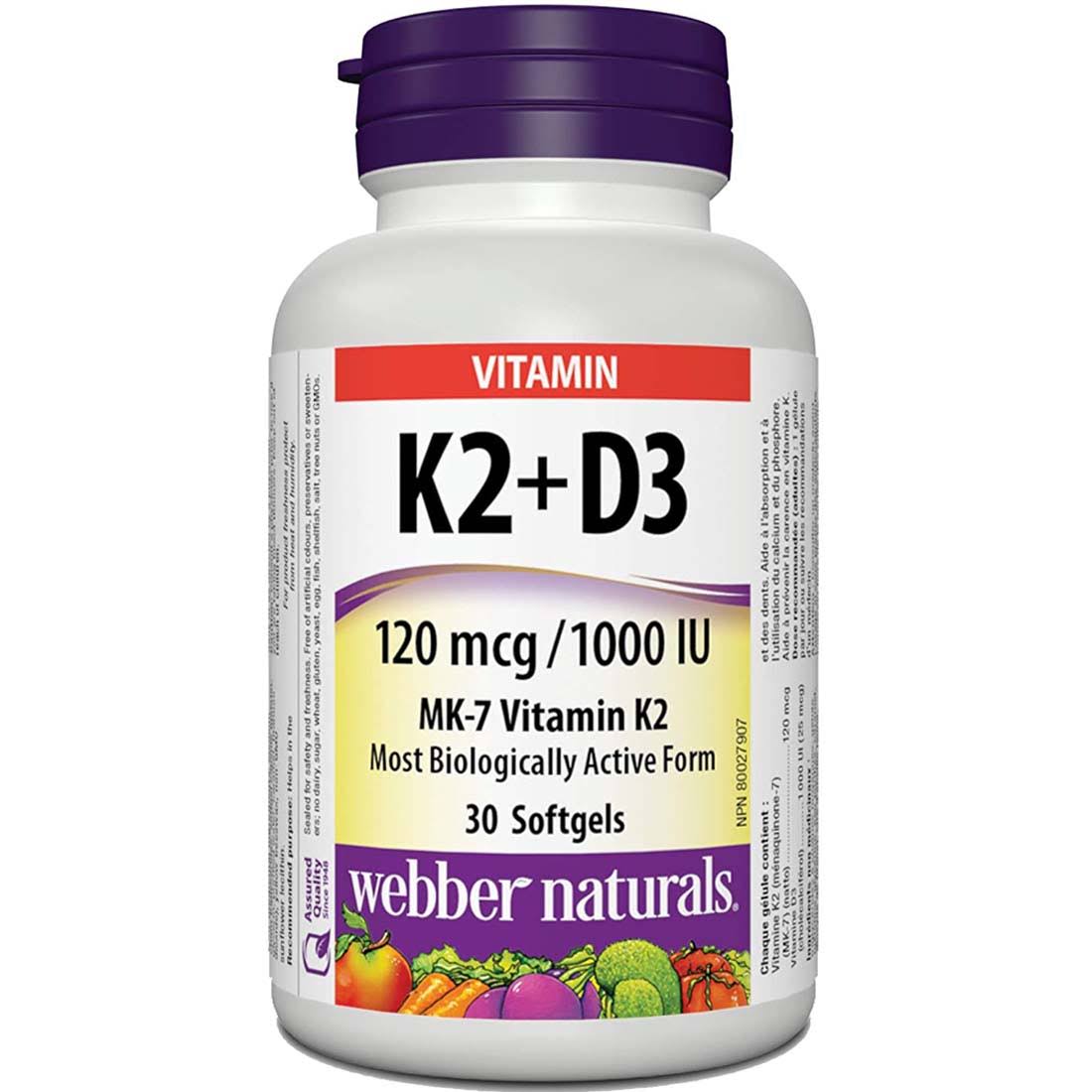 Webber Naturals Vitamin K2 + D3 Softgels